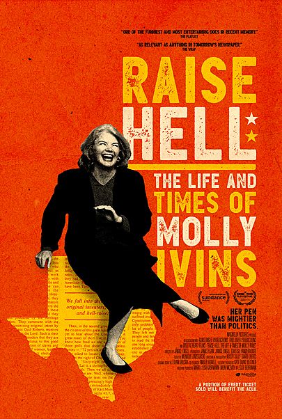 Movie poster for "RAISE HELL: THE LIFE AND TIMES OF MOLLY IVINS"