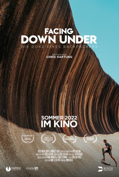 Movie poster for "FACING DOWN UNDER - DIE DOKU EINES BACKPACKERS"